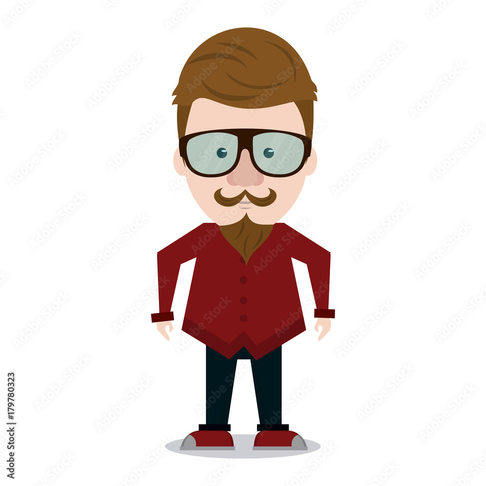 Hipster man cartoon icon vector illustration graphic design