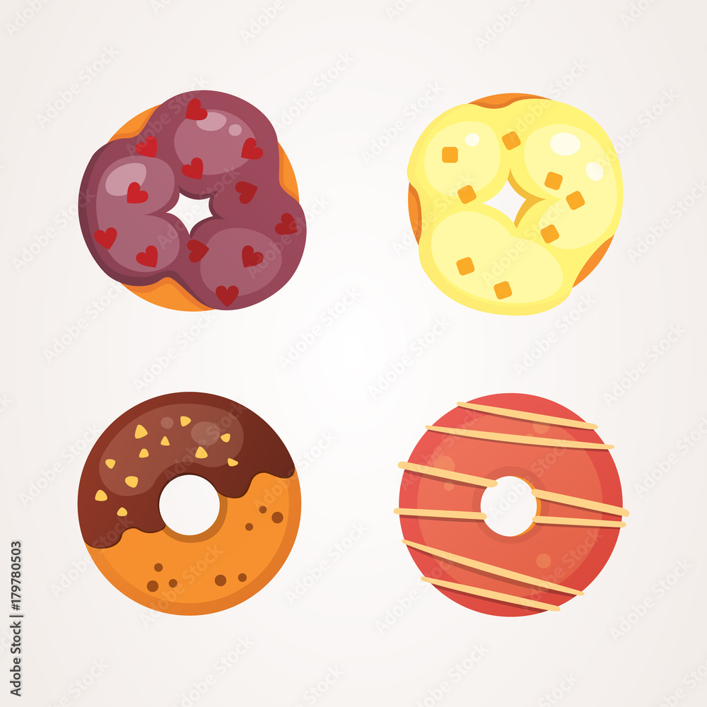 Catoon donut with glaze vector illustration isolated. Catoon donut with glaze vector illustration isolated.