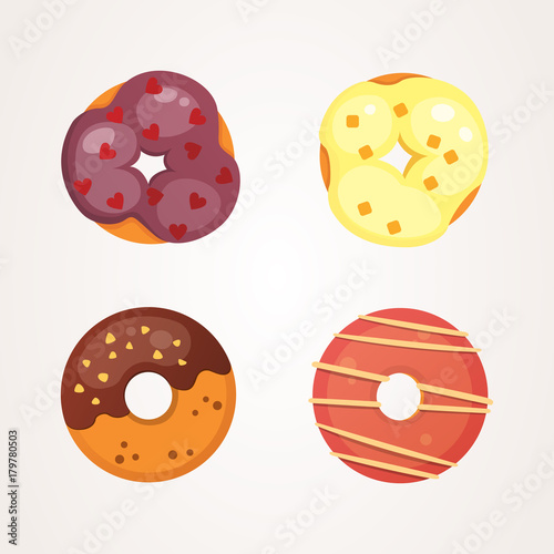 Catoon donut with glaze vector illustration isolated.