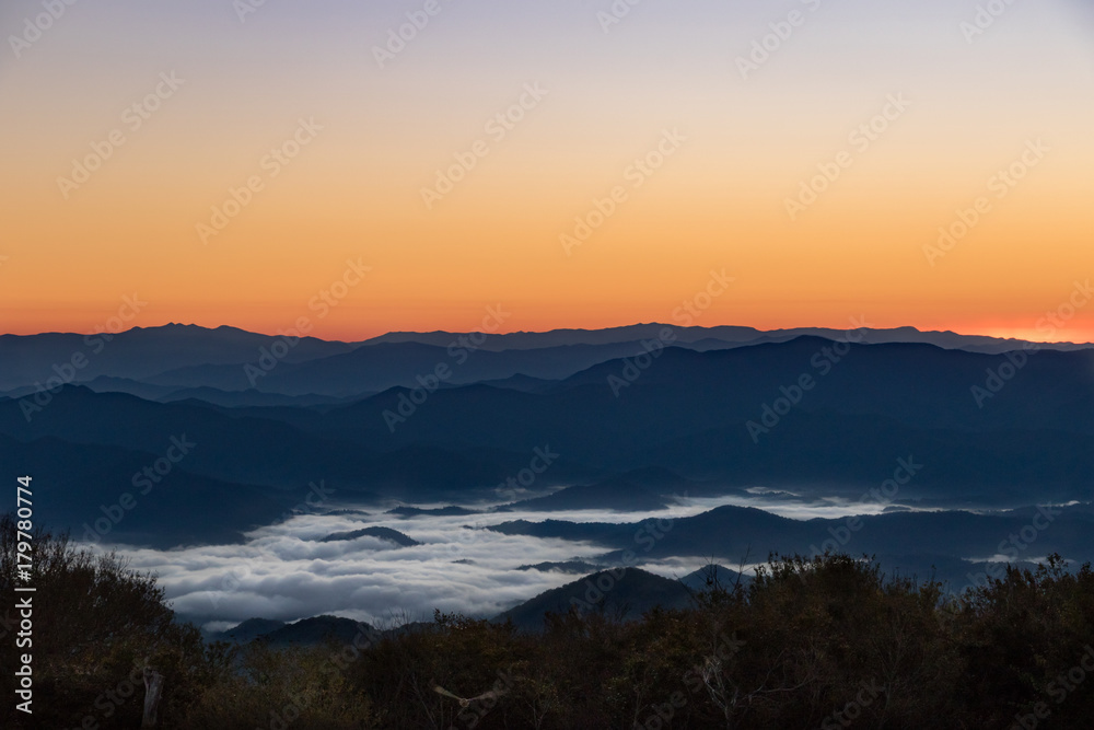 Appalachian mountains with clouds in the valley Appalachian mountains with clouds in the valley