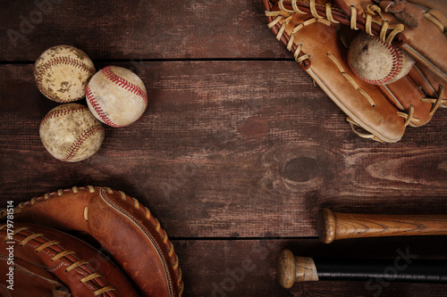 Photography Old Vintage Baseball Background. Shallow focus