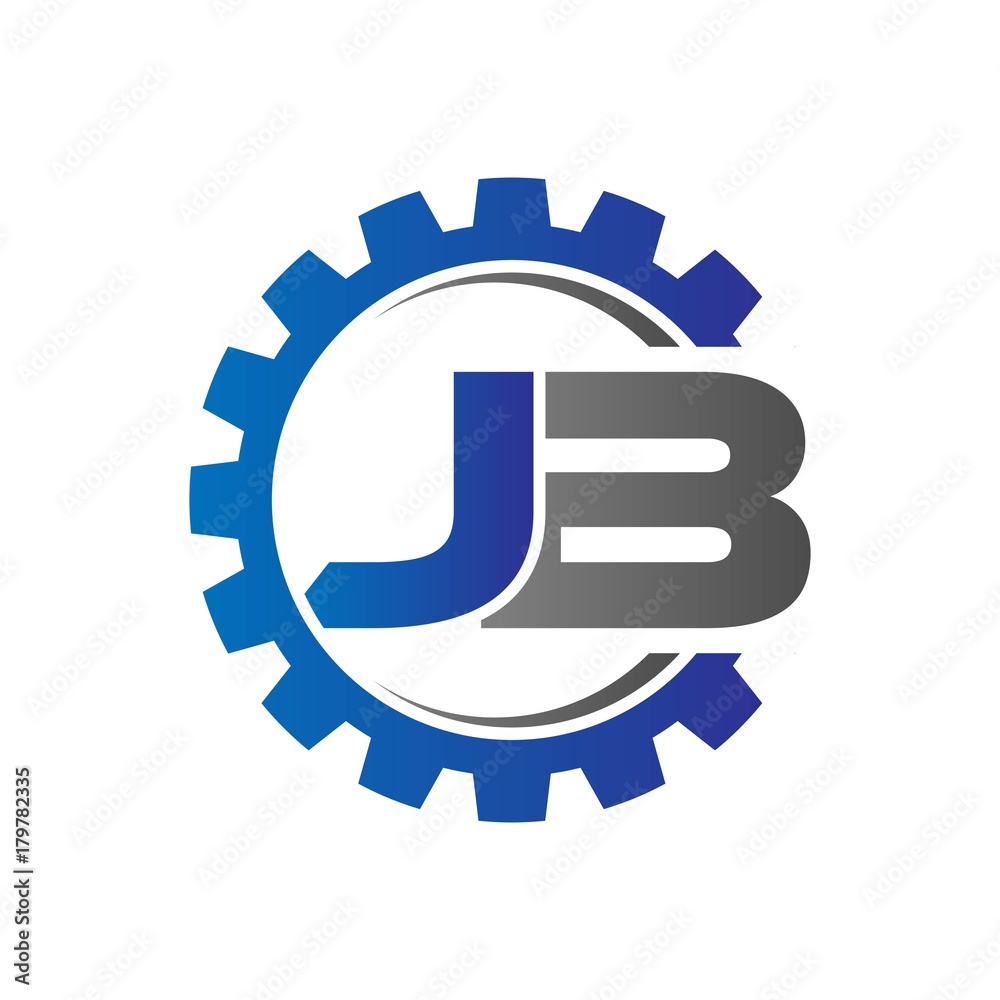 jb initial logo vector with gear blue gray jb initial logo vector with gear blue gray