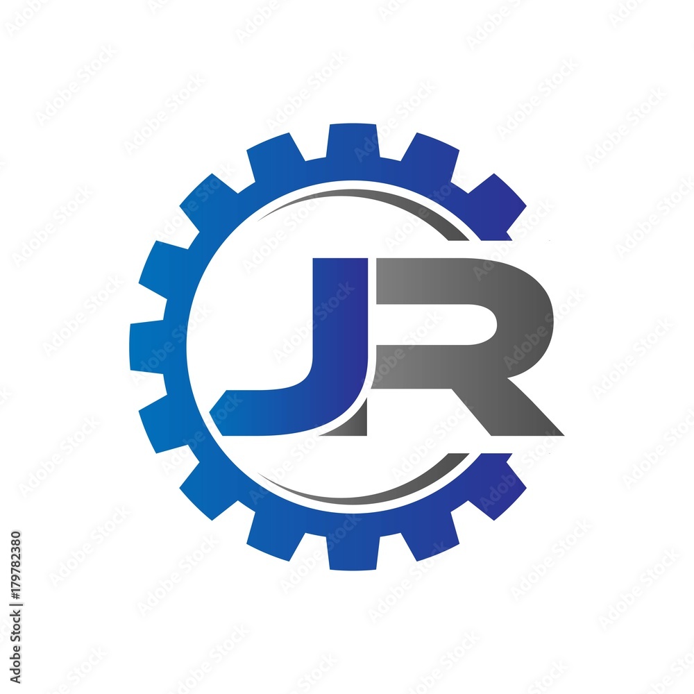 jr initial logo vector with gear blue gray jr initial logo vector with gear blue gray