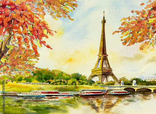 Obraz na płótnie Krajobraz miasta Paryż europejski. Francja, wieża eiffla.