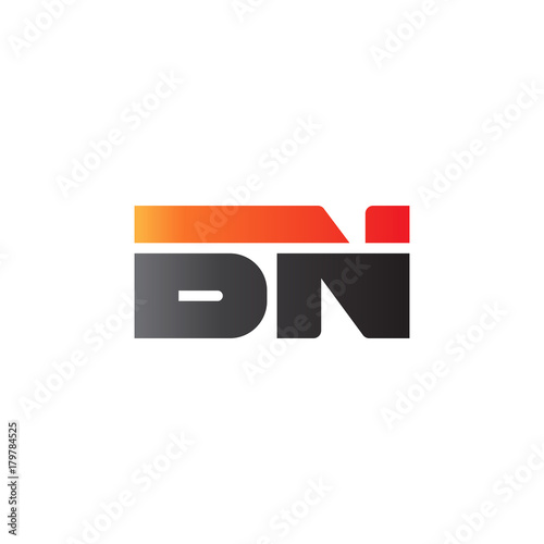 Initial letter BN, straight linked line bold logo, gradient fire red black colors