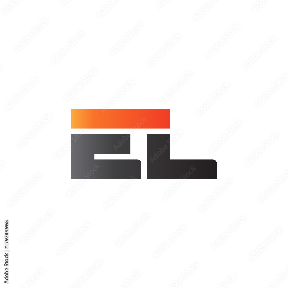 Initial letter EL, straight linked line bold logo, gradient fire red black colors Initial letter EL, straight linked line bold logo, gradient fire red black colors