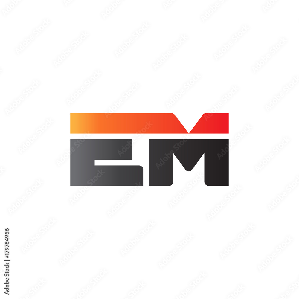 Initial letter EM, straight linked line bold logo, gradient fire red black colors Initial letter EM, straight linked line bold logo, gradient fire red black colors