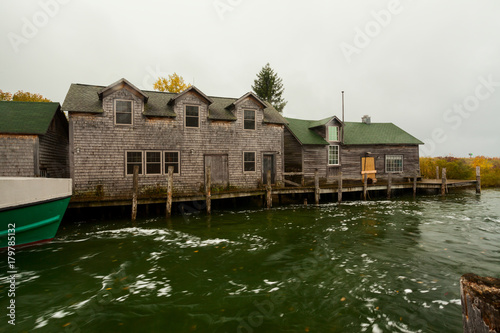 Old fishermen dock off lake Michigan.  