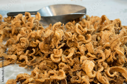 Crispy pork in Thailand street market