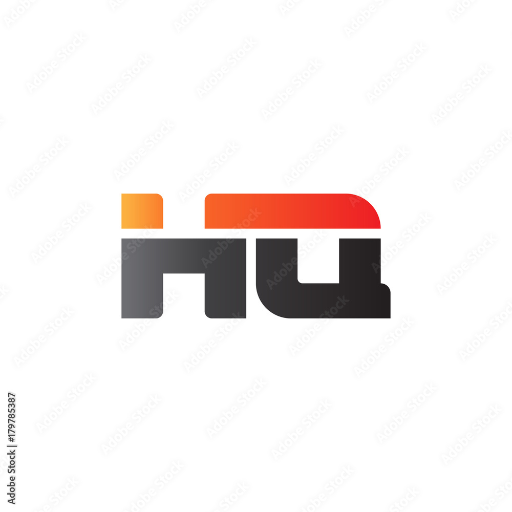 Initial letter HQ, straight linked line bold logo, gradient fire red black colors Initial letter HQ, straight linked line bold logo, gradient fire red black colors