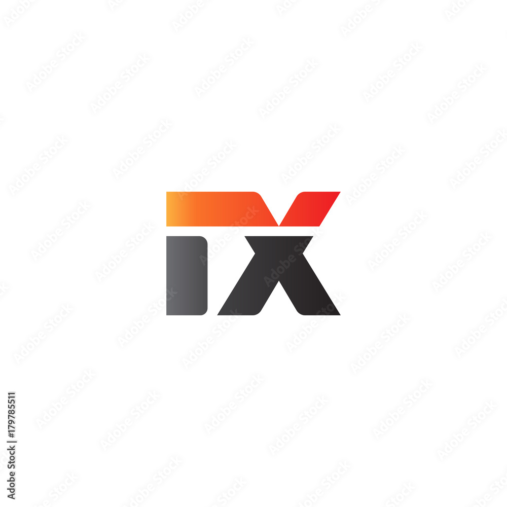 Initial letter IX, straight linked line bold logo, gradient fire red black colors Initial letter IX, straight linked line bold logo, gradient fire red black colors