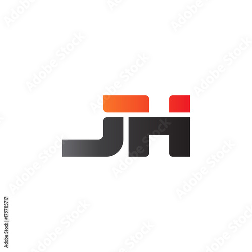 Initial letter JH, straight linked line bold logo, gradient fire red black colors