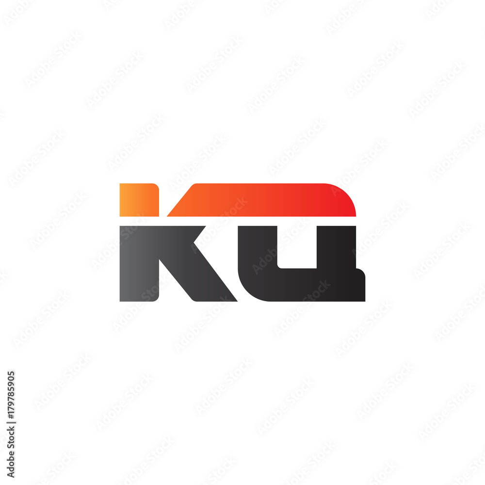 Initial letter KQ, straight linked line bold logo, gradient fire red black colors Initial letter KQ, straight linked line bold logo, gradient fire red black colors