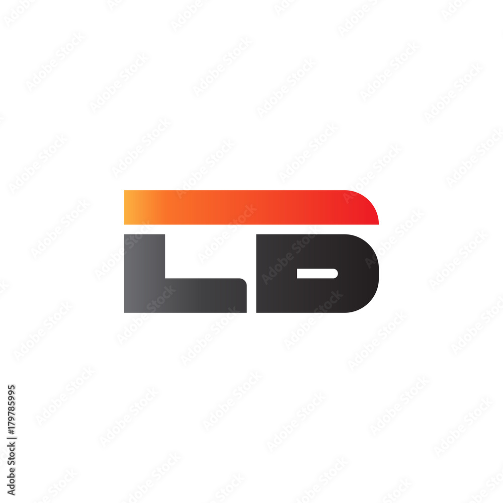 Initial letter LB, straight linked line bold logo, gradient fire red black colors Initial letter LB, straight linked line bold logo, gradient fire red black colors