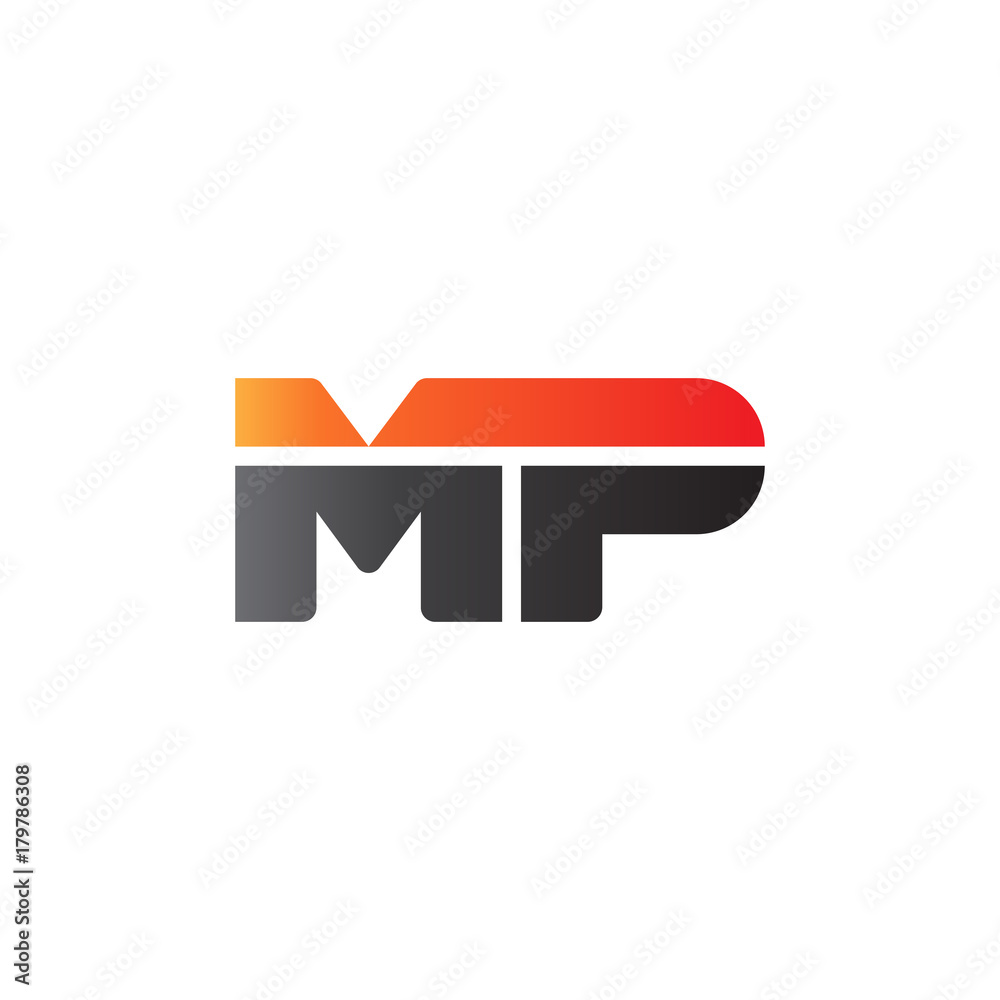 Initial letter MP, straight linked line bold logo, gradient fire red black colors Initial letter MP, straight linked line bold logo, gradient fire red black colors