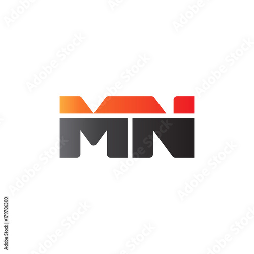 Free Download Initial letter MN, straight linked line bold logo, gradient fire red black colors - GFXLoad