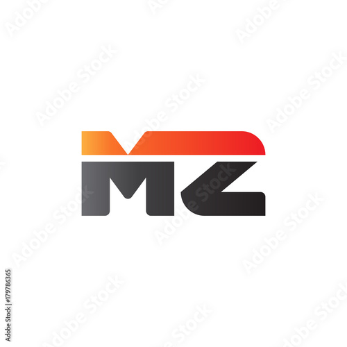 Initial letter MZ, straight linked line bold logo, gradient fire red black colors