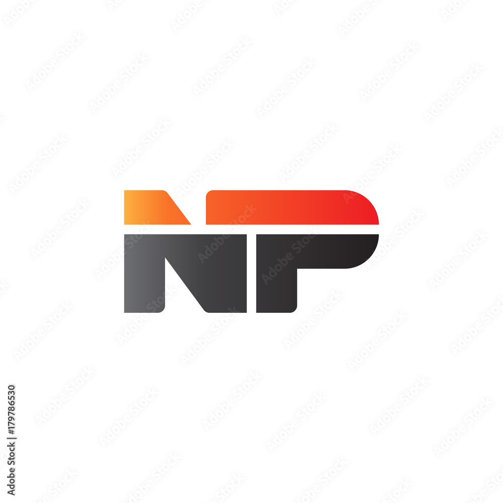 Initial letter NP, straight linked line bold logo, gradient fire red black colors Initial letter NP, straight linked line bold logo, gradient fire red black colors