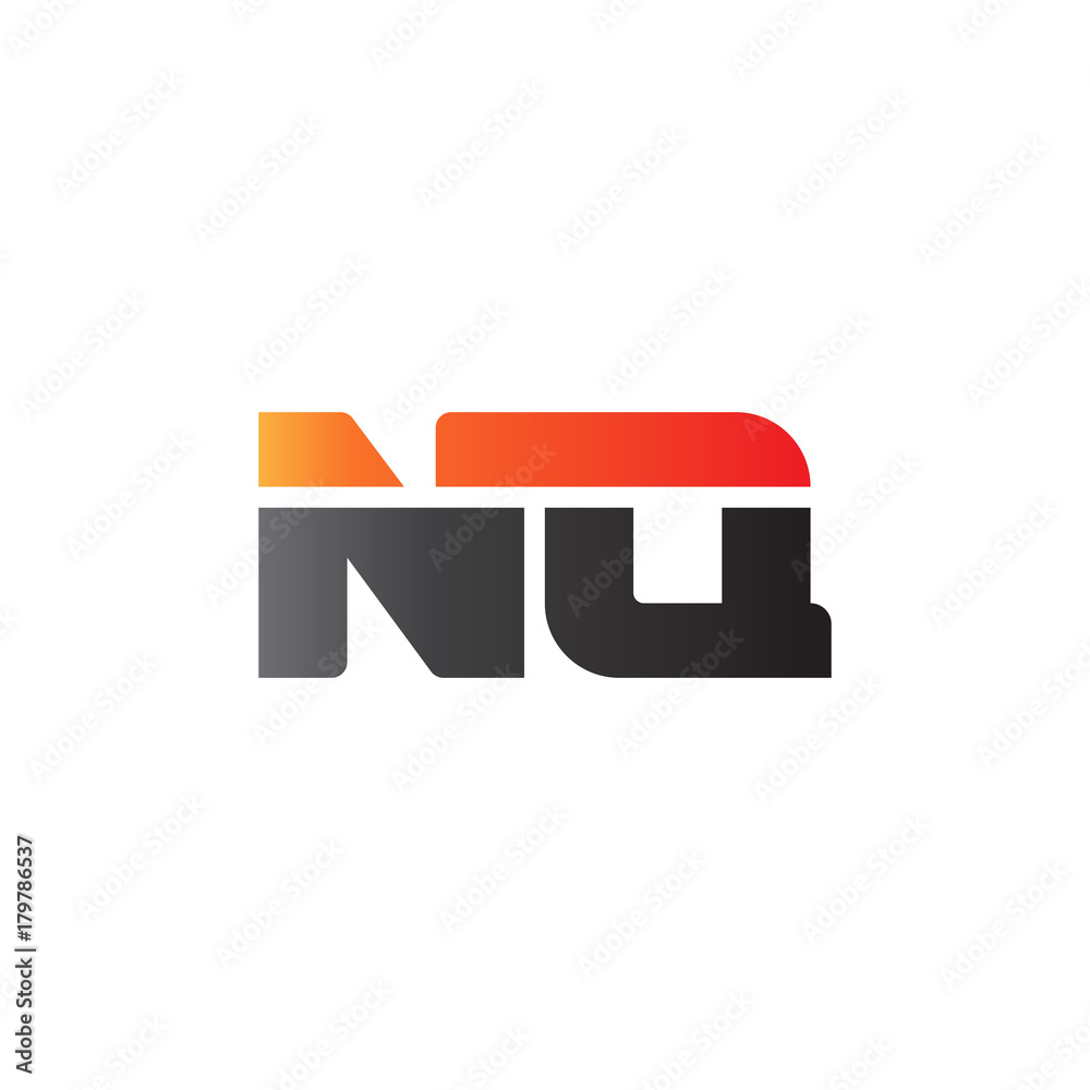 Initial letter NQ, straight linked line bold logo, gradient fire red black colors Initial letter NQ, straight linked line bold logo, gradient fire red black colors