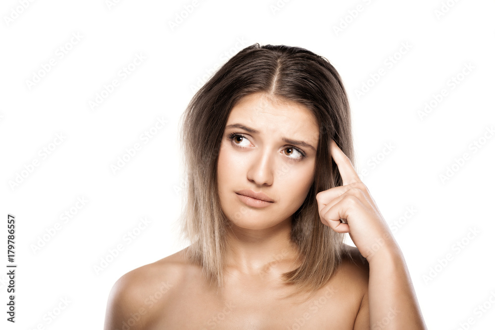 confused beautiful girl thinking confused beautiful girl thinking