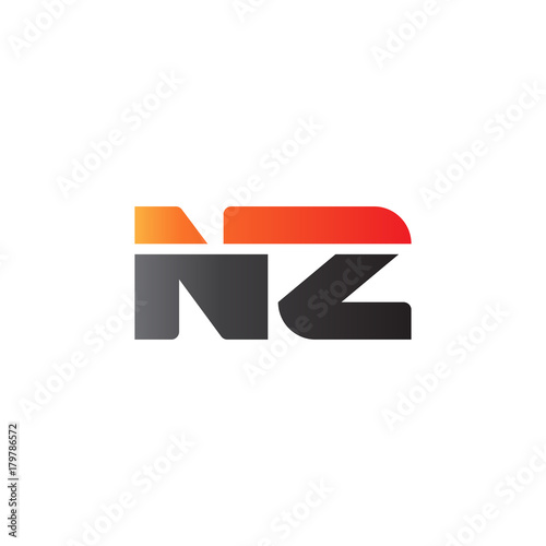 Free Download Initial letter NZ, straight linked line bold logo, gradient fire red black colors - GFXLoad
