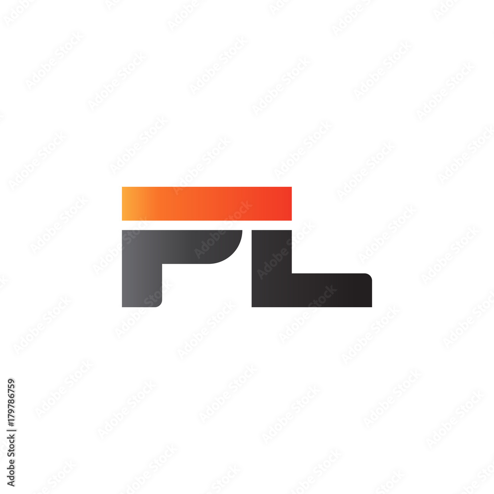 Initial letter PL, straight linked line bold logo, gradient fire red black colors Initial letter PL, straight linked line bold logo, gradient fire red black colors