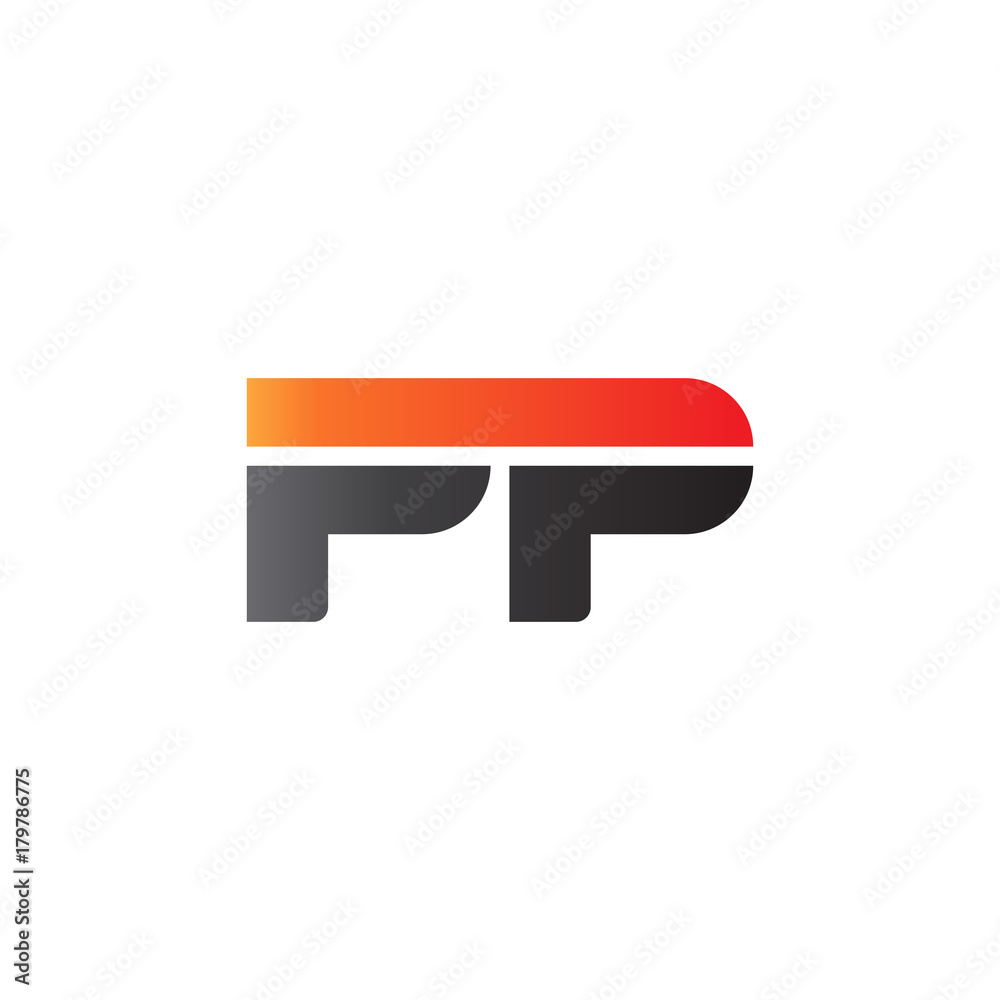 Fototapeta premium Initial letter PP, straight linked line bold logo, gradient fire red black colors