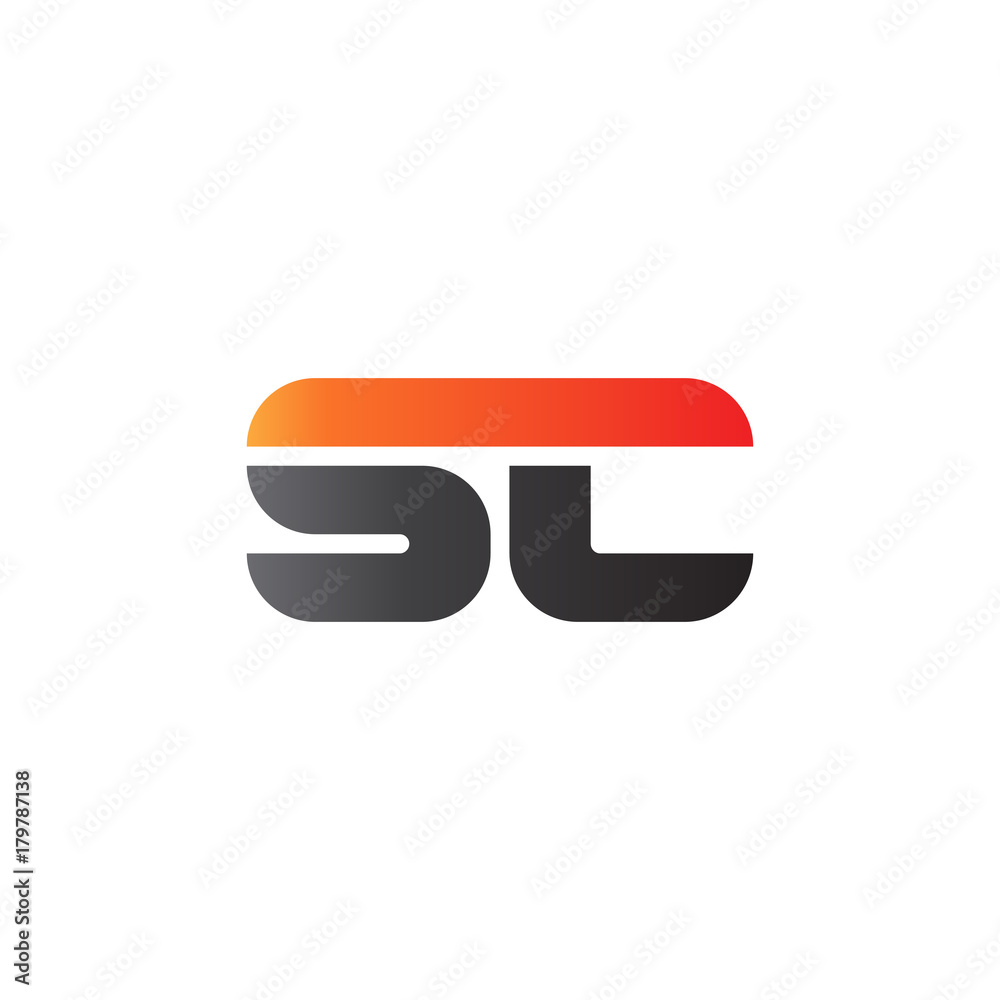 Initial letter SC, straight linked line bold logo, gradient fire red black colors Initial letter SC, straight linked line bold logo, gradient fire red black colors