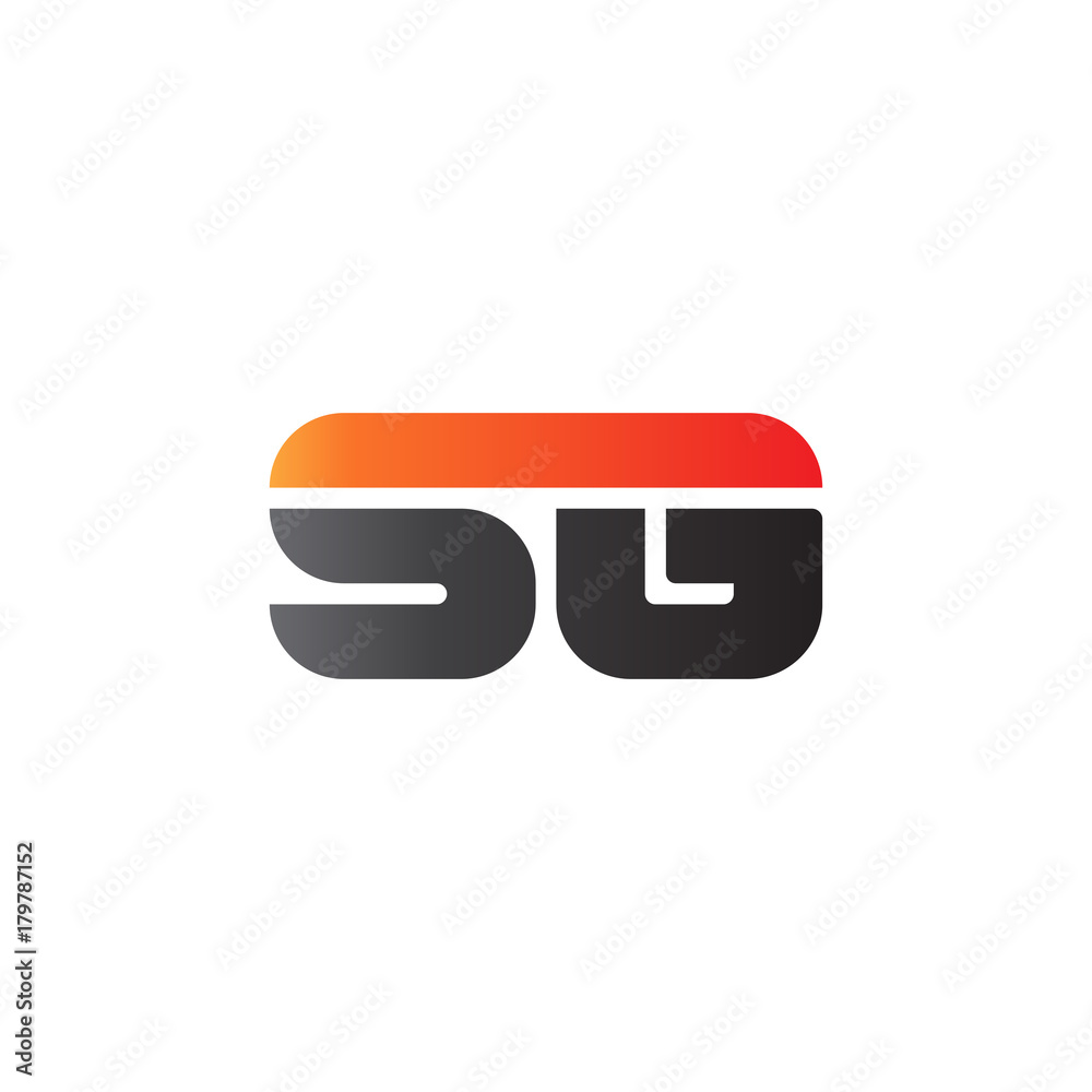 Initial letter SG, straight linked line bold logo, gradient fire red black colors