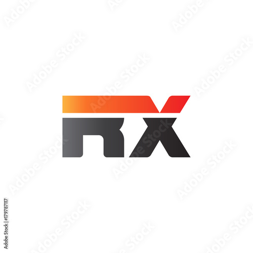Initial letter RX, straight linked line bold logo, gradient fire red black colors