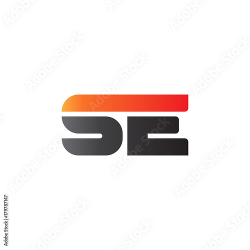 Initial letter SE, straight linked line bold logo, gradient fire red black colors