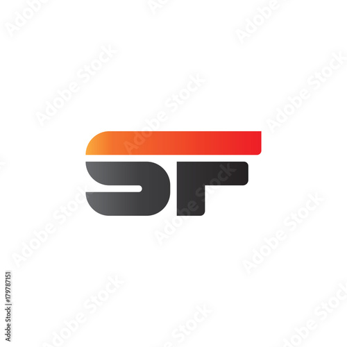 Initial letter SF, straight linked line bold logo, gradient fire red black colors