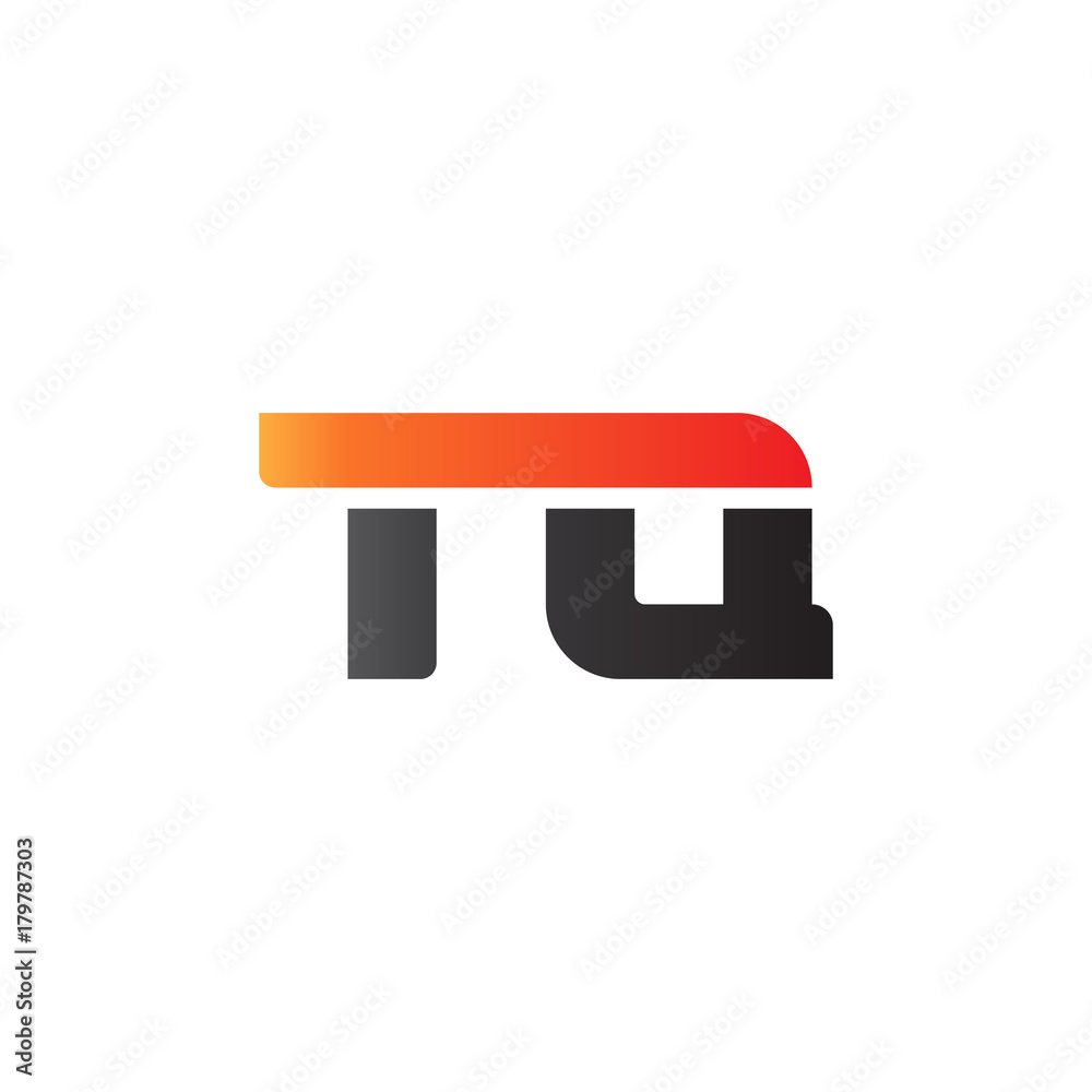 Initial letter TQ, straight linked line bold logo, gradient fire red black colors Initial letter TQ, straight linked line bold logo, gradient fire red black colors