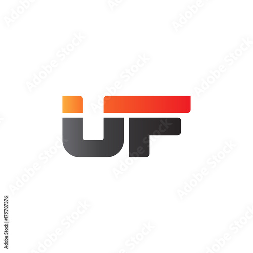 Initial letter UF, straight linked line bold logo, gradient fire red black colors photo