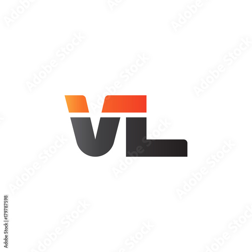 Initial letter VL, straight linked line bold logo, gradient fire red black colors