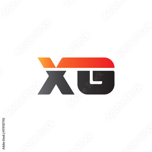 Initial letter XG, straight linked line bold logo, gradient fire red black colors