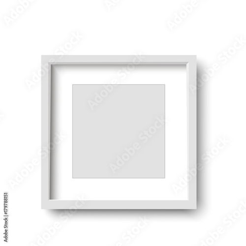 Realistic white frame isolated on white background. vector illustration