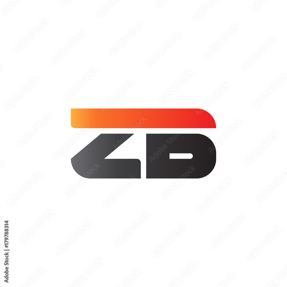 Initial letter ZB, straight linked line bold logo, gradient fire red black colors Initial letter ZB, straight linked line bold logo, gradient fire red black colors