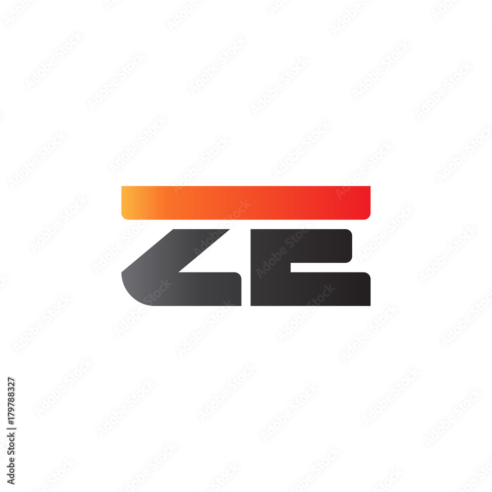 Initial letter ZE, straight linked line bold logo, gradient fire red black colors Initial letter ZE, straight linked line bold logo, gradient fire red black colors