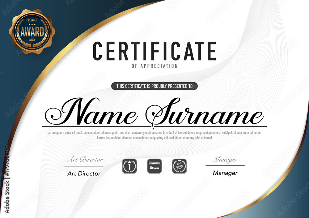 Fototapeta premium Certificate template luxury and diploma style,vector illustration.