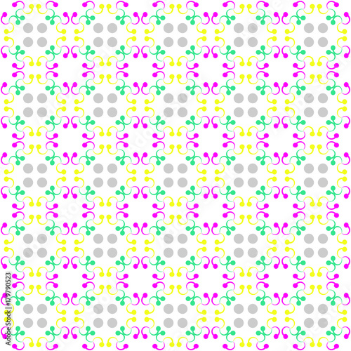 Abstract seamless colorful background pattern, with wavy lines and circles.