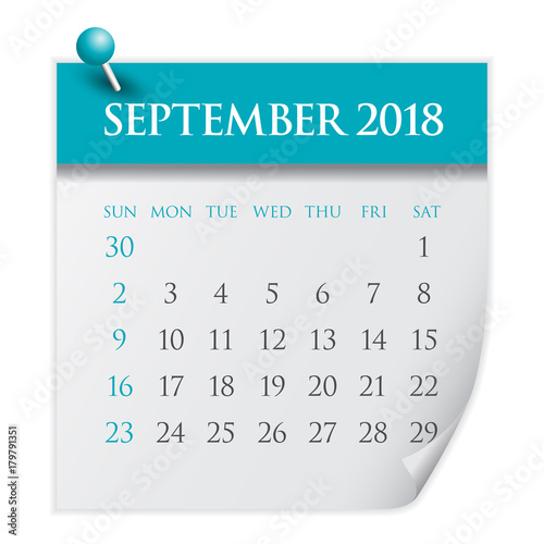 September 2018 calendar vector illustration