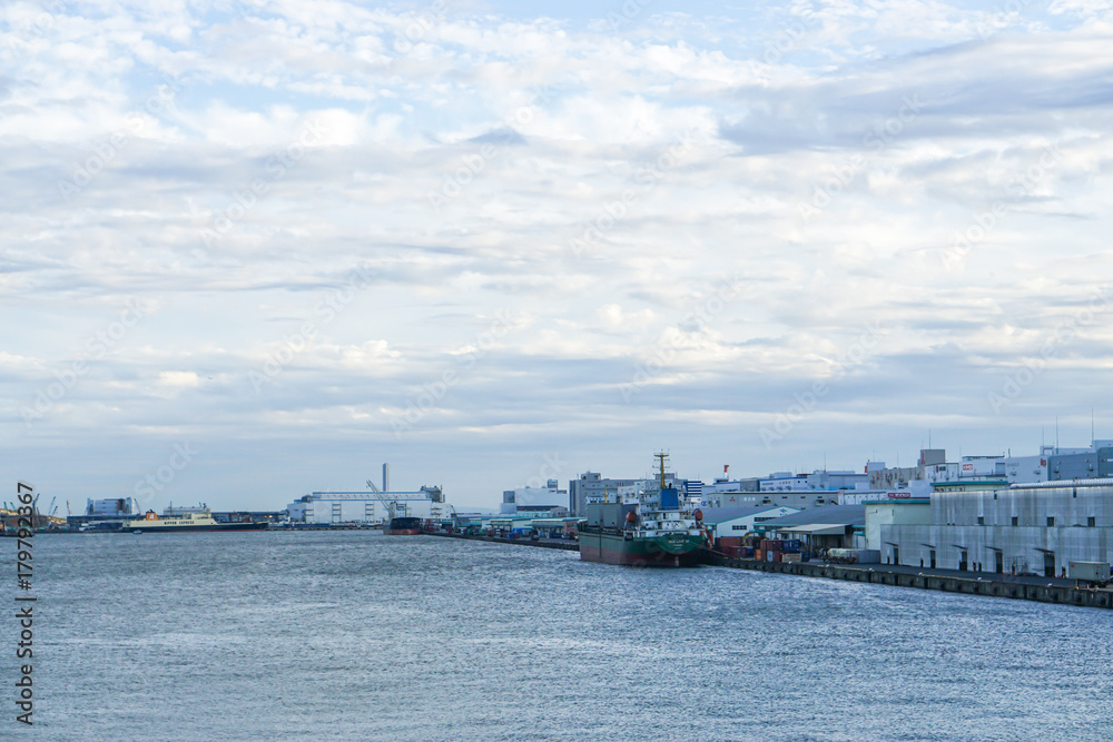 vessel anchor at port for cargo loading operation taken in Tokyo Japan on 20 December 2016