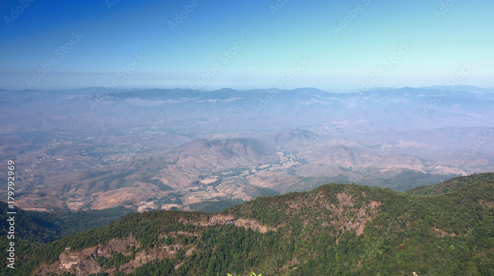 Beautiful panorama scene view of Kew Mae Pan Nature Trail in Doi Inthanon National Park, Chiang Mai , Thailand