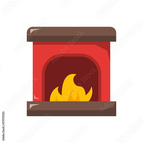 fireplace icon design with white background. flat design style. vector illustration