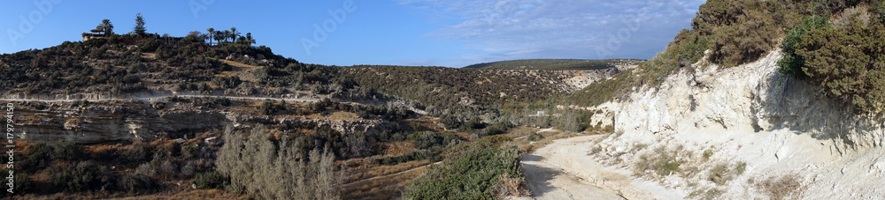 Moun tain and dirt road in Akamas,