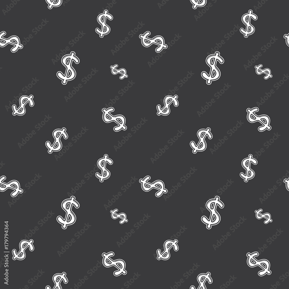 Dollar Currency Money Dark Seamless Pattern