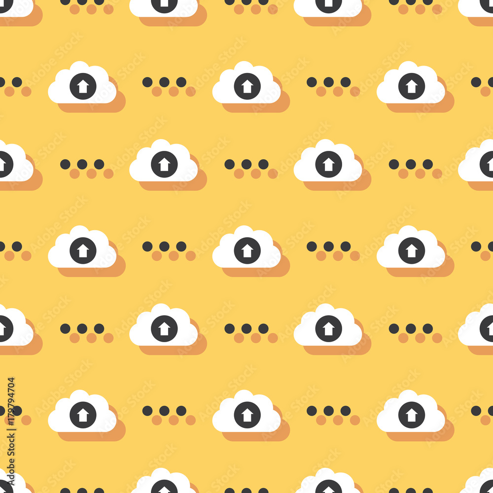 Fototapeta premium Cloud Service Information Upload Seamless Pattern