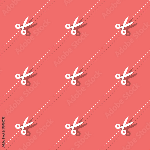 Scissors And Dots Hairdresser Accessory Seamless Pattern