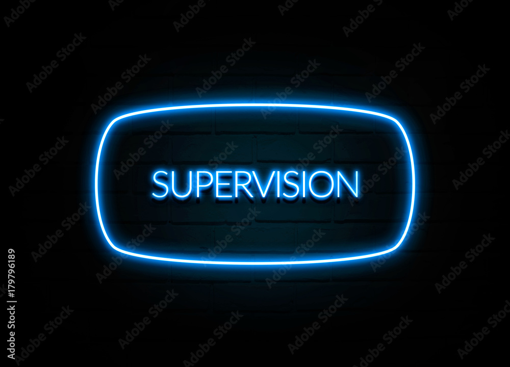 Supervision  - colorful Neon Sign on brickwall